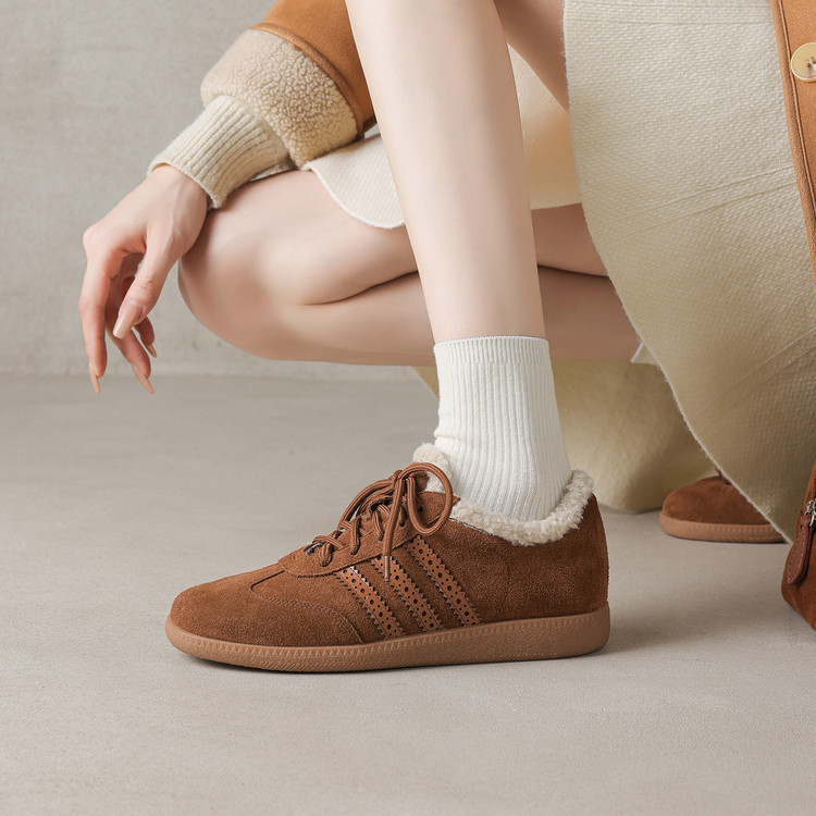 复古学院风加绒保暖德训鞋