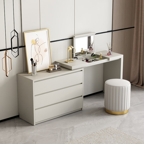 简约梳妆台一体俏巢纯实木可伸缩