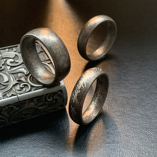 古法弧形-不掉色钛钢食指大戒指男款素戒中古泥鳅背尾戒指环王