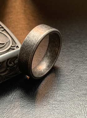 空白-北欧极简古法素圈复古食指中指戒指欧美做旧中古男自律尾戒