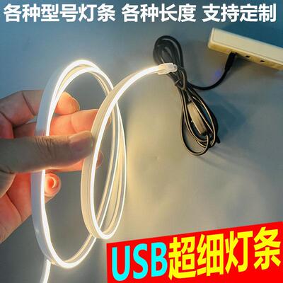 充电宝灯带5VUSB接头窄防水软灯条户外灯背景墙橱柜电脑桌软灯条