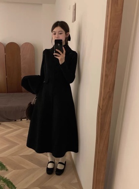 2023韩国高端秘鲁长毛感羊驼毛羊毛混纺大衣女新款