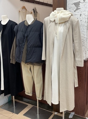 Seasons 2024春款厚麻质长款圆领外套