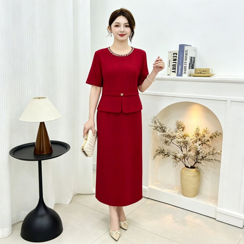 高端喜婆婆婚宴装2026新款妈妈婚礼裙喜妈妈小香风宴会礼服连衣裙