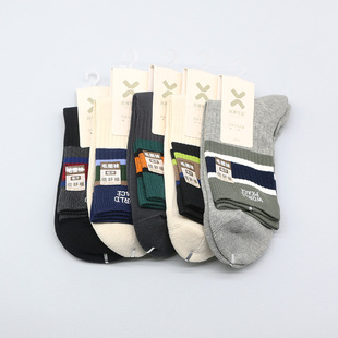 西客优品 罗口刺绣脚底半毛圈吸汗加厚运动成人男袜252Q2749 冬季