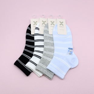 西客优品 春夏超薄平板条纹简约无骨小短筒学生成人女袜261J3145