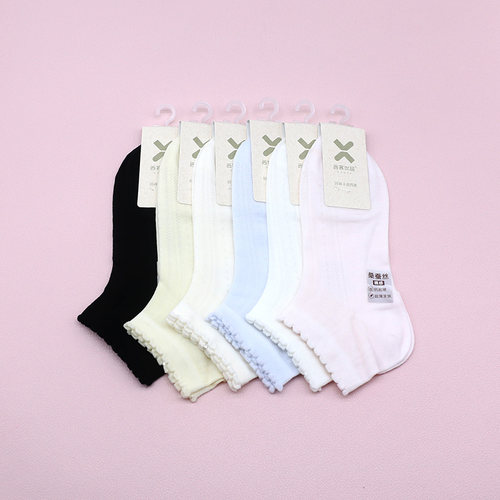 西客优品裸感桑蚕丝泡泡口女船袜