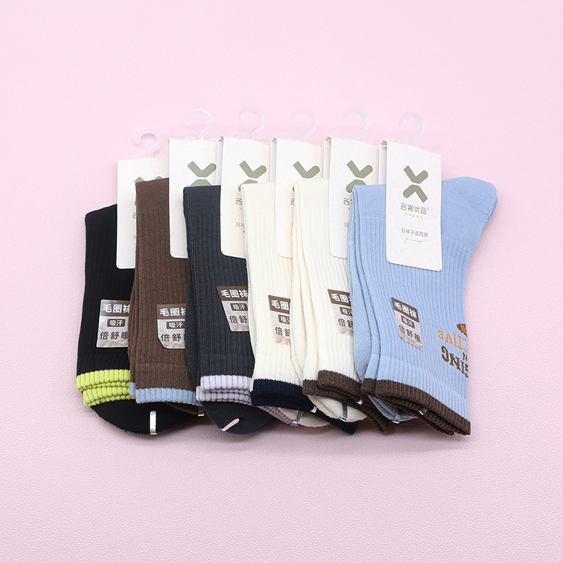 西客优品冬脚底半毛圈保暖女袜