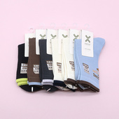 西客优品 冬款 英文提花脚底加厚半毛圈保暖中筒成人女袜252Q2753