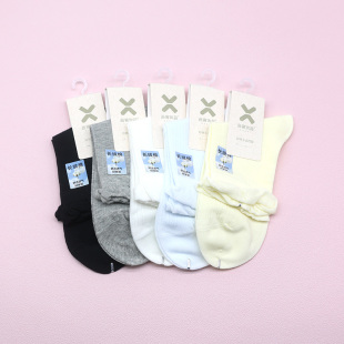 西客优品 春夏长绒棉网眼竖条泡泡口小中筒学生成人女袜261H3279