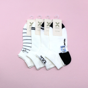 西客优品 夏超薄半网眼熊猫组合简约无骨学生成人女船袜261H3307