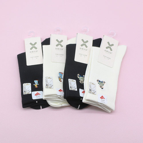 西客优品吸汗女百棉刺绣女袜