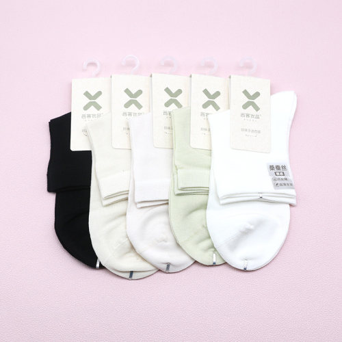 西客优品超薄桑蚕丝平板女中筒袜