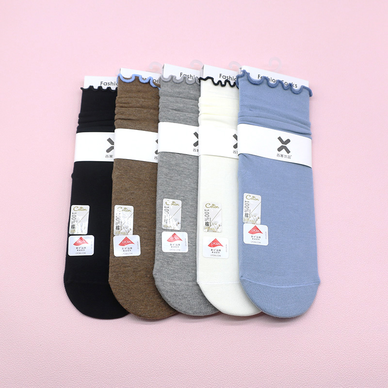 西客优品秋冬百棉堆堆中筒女袜