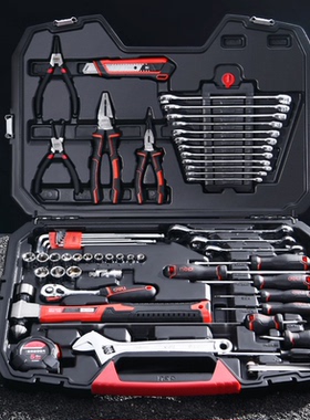 得力套筒组套工具箱组合套装机械汽修公英制维修DQ01088 DQ01124