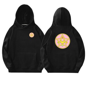 美少女战士日系重磅连帽卫衣男女冬季宽松字母印花套头衫外套潮牌