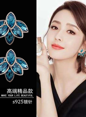耳环妾之意宫廷女蓝色复古耳钉时尚2025年新款潮耳坠女感耳饰网红