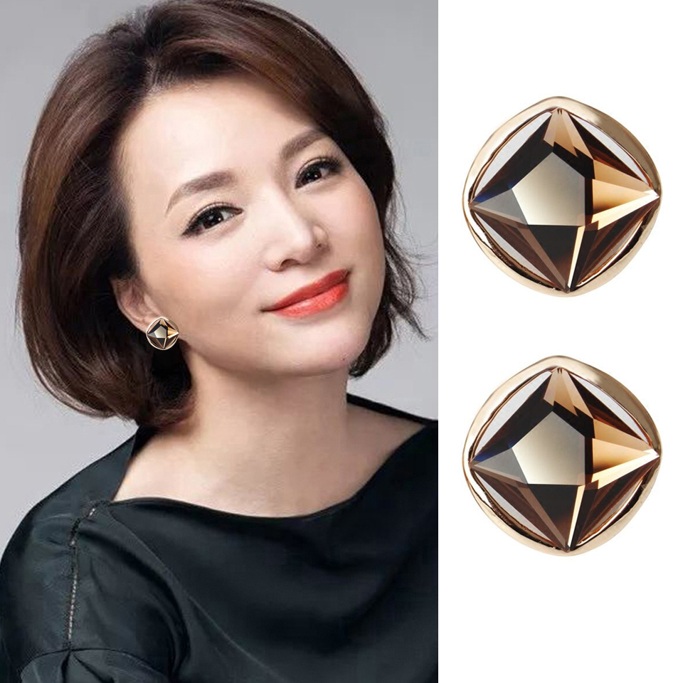 妾之意简约复古几何银针耳钉女