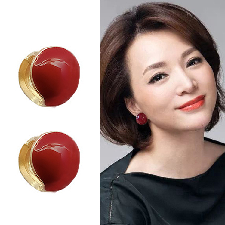 妾之意相思豆红色复古耳饰品女