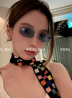 复古无框墨镜Y2K酷辣太阳眼镜女