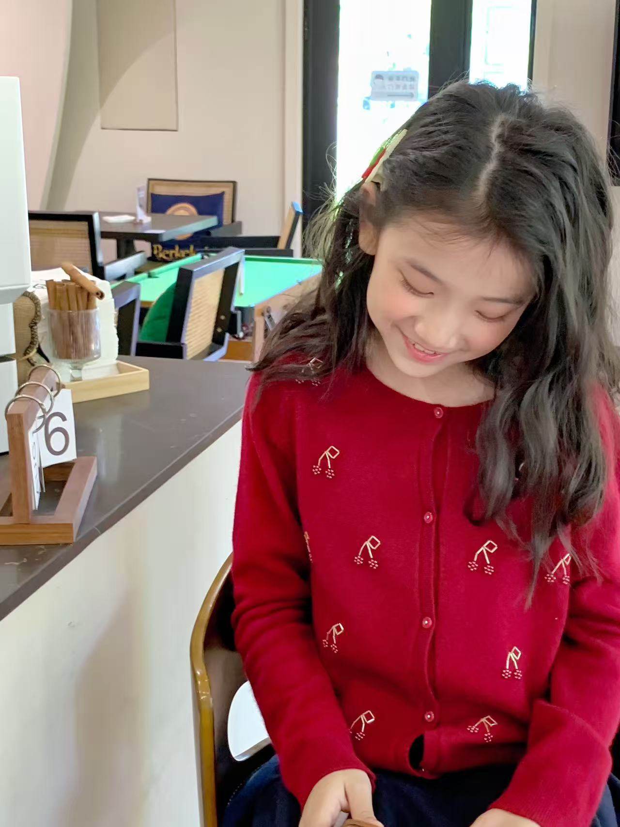 2025秋冬新款女童中大童针织开衫外套蝴蝶结毛衣酒红色高级羊毛衫,童装/婴儿装/亲子装,毛衣/针织衫,淘宝优惠券,粉丝福利购,淘宝优惠卷