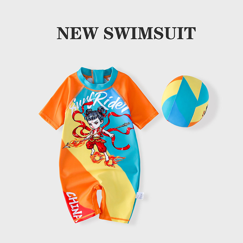 宝宝泳衣哪吒1-6岁婴幼儿连体专业训练游泳衣男女童速干泳装儿童
