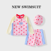 训练游泳衣3中小童速干防晒5泳装 儿童泳衣女孩1 8岁宝宝长袖 女童6