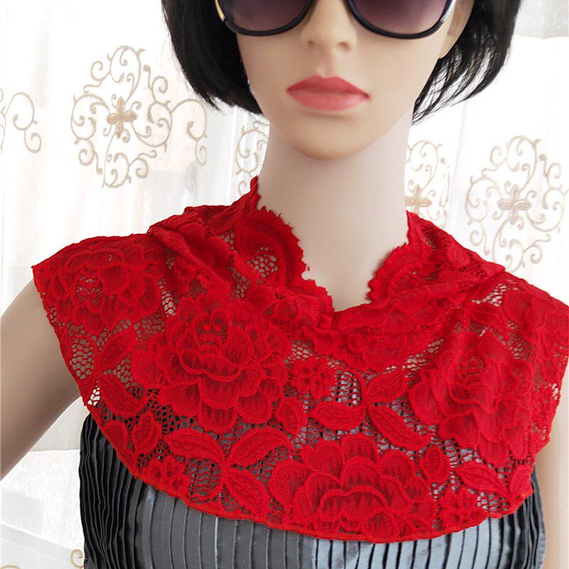 LACE HOODED FALSE COLLAR NECK PROTECTOR VERSATILE SMALL DECORATION FAKE HAT SWEATSHIRT CUT-OUT WOMENS SWEATER UNDERCOLLAR
