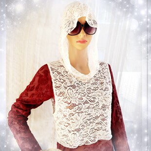 假领子女百搭高衣连帽配卫衣毛衣装饰蕾丝防走光领黑色假领莲帽子