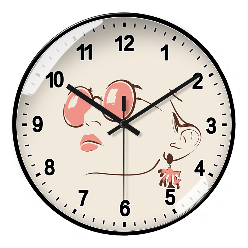超静音石英钟客厅装饰时尚女挂墙挂钟家用钟表圆形自动对时电波钟