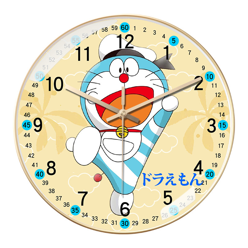 哆啦A梦机器猫挂钟石英钟表时钟客厅电波钟自动对时儿童卡通早教