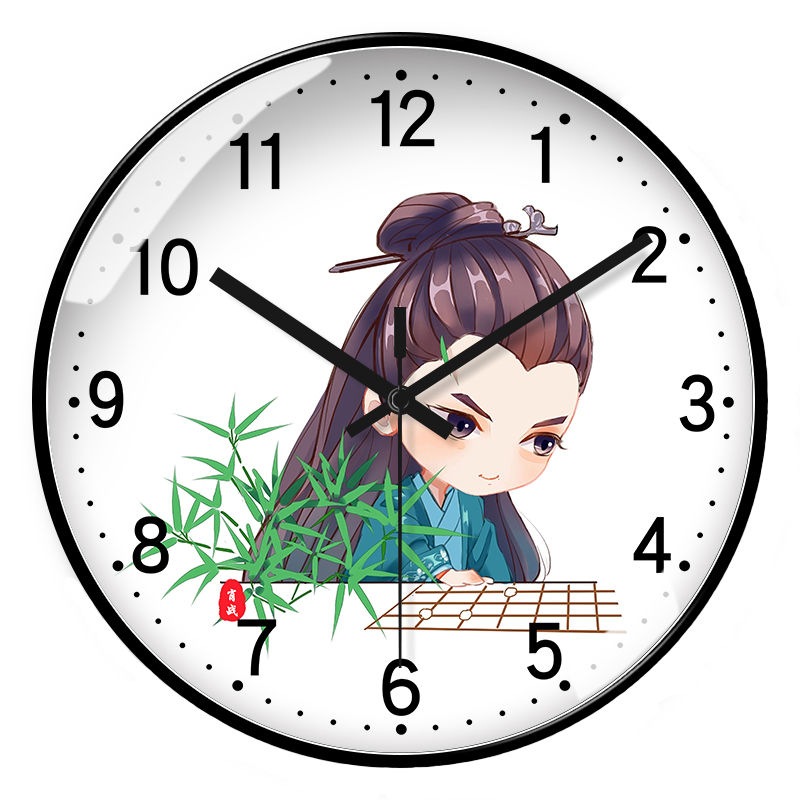 肖战QQ挂钟儿童公主房挂墙客厅网红圆形石英钟定制电波钟时尚简约