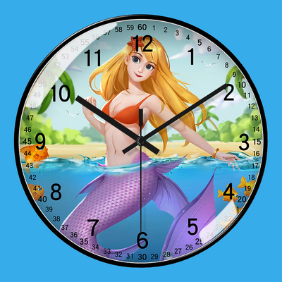 美人鱼公主挂钟幼儿园房间玻璃