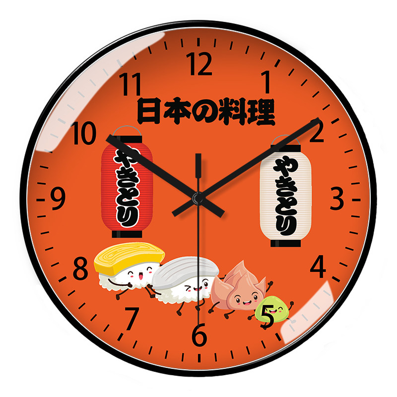寿司挂钟日本料理时钟日式生鱼片刺身清酒钟表挂墙拉面餐饮免打孔