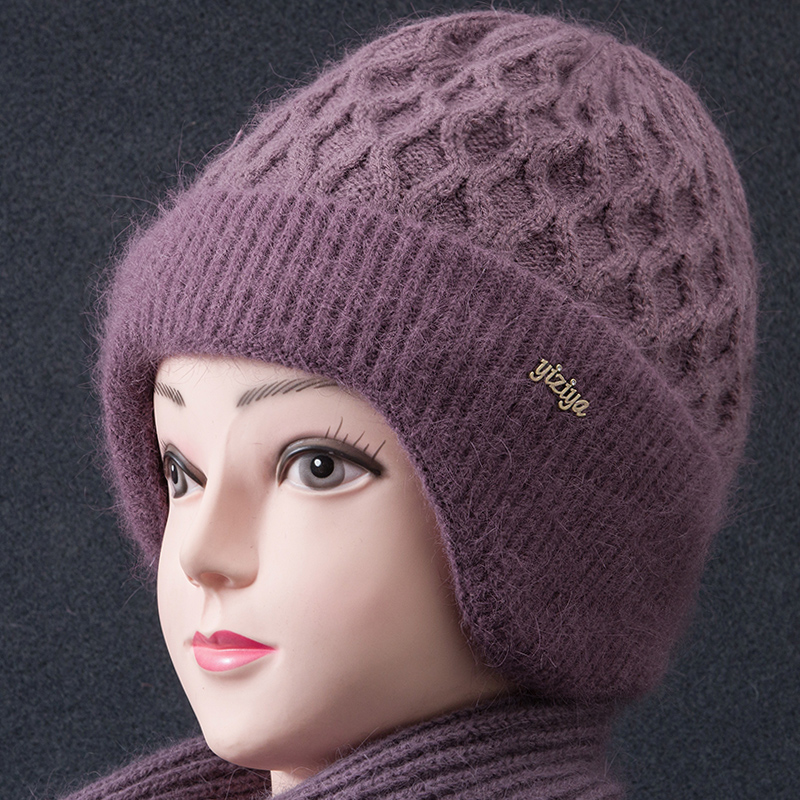 中老年人帽子女冬季奶奶兔毛加绒加厚妈妈