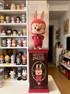 适用圣诞拉布布LABUBU TEC系列1000%亚克力展示盒防尘箱罗马柱底