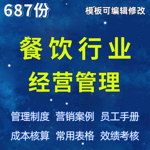 餐饮经营管理规章制度员工绩效考核营销策划推广方案成本核算控制