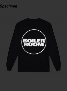 PLACES+FACES PF X boiler room 3M反光长袖T恤 蹦迪运动纯棉男女