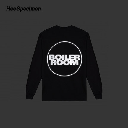 PLACES+FACES PF X boiler room 3M反光长袖T恤 蹦迪运动纯棉男女