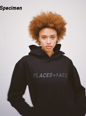 2024FW PF黑色反光印花连帽卫衣 places plus faces暗黑3m帽衫