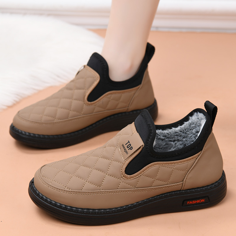 冬季老北京棉鞋女加绒保暖妈妈鞋棉靴皮面防寒老人奶奶鞋加厚防滑