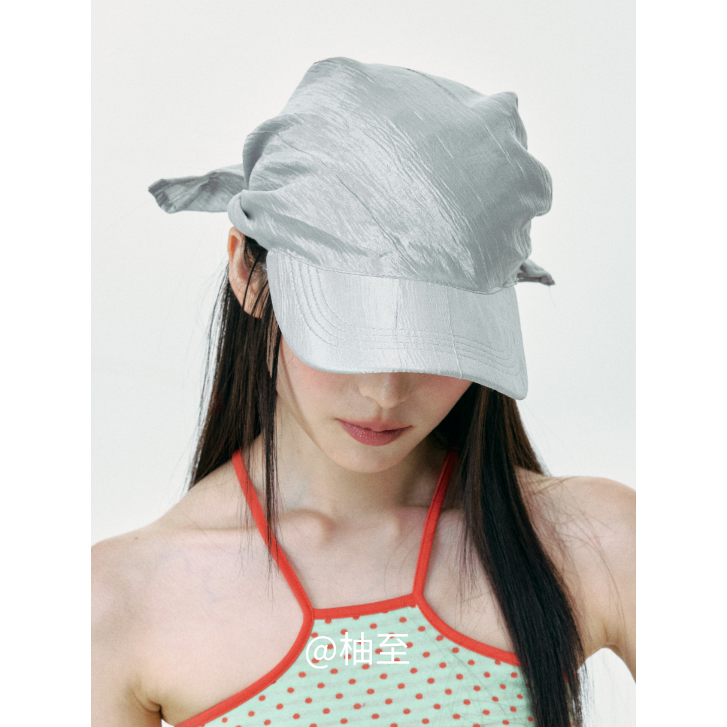时髦液态银头巾帽子女春夏秋y2k街头包头帽韩版日系显脸小鸭舌帽