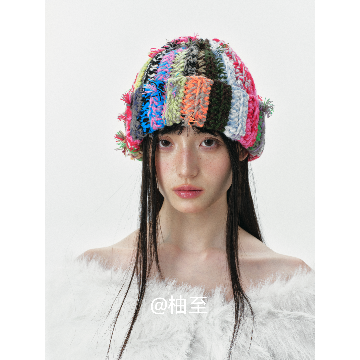 时髦彩色小众设计款包头帽子女春秋冬季韩版日系套头毛线针织帽潮
