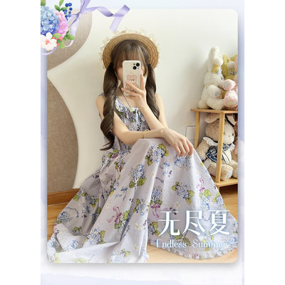 （简单款无熊款二团尾款）无尽夏绣球花简单套头连衣裙PH风洛丽塔