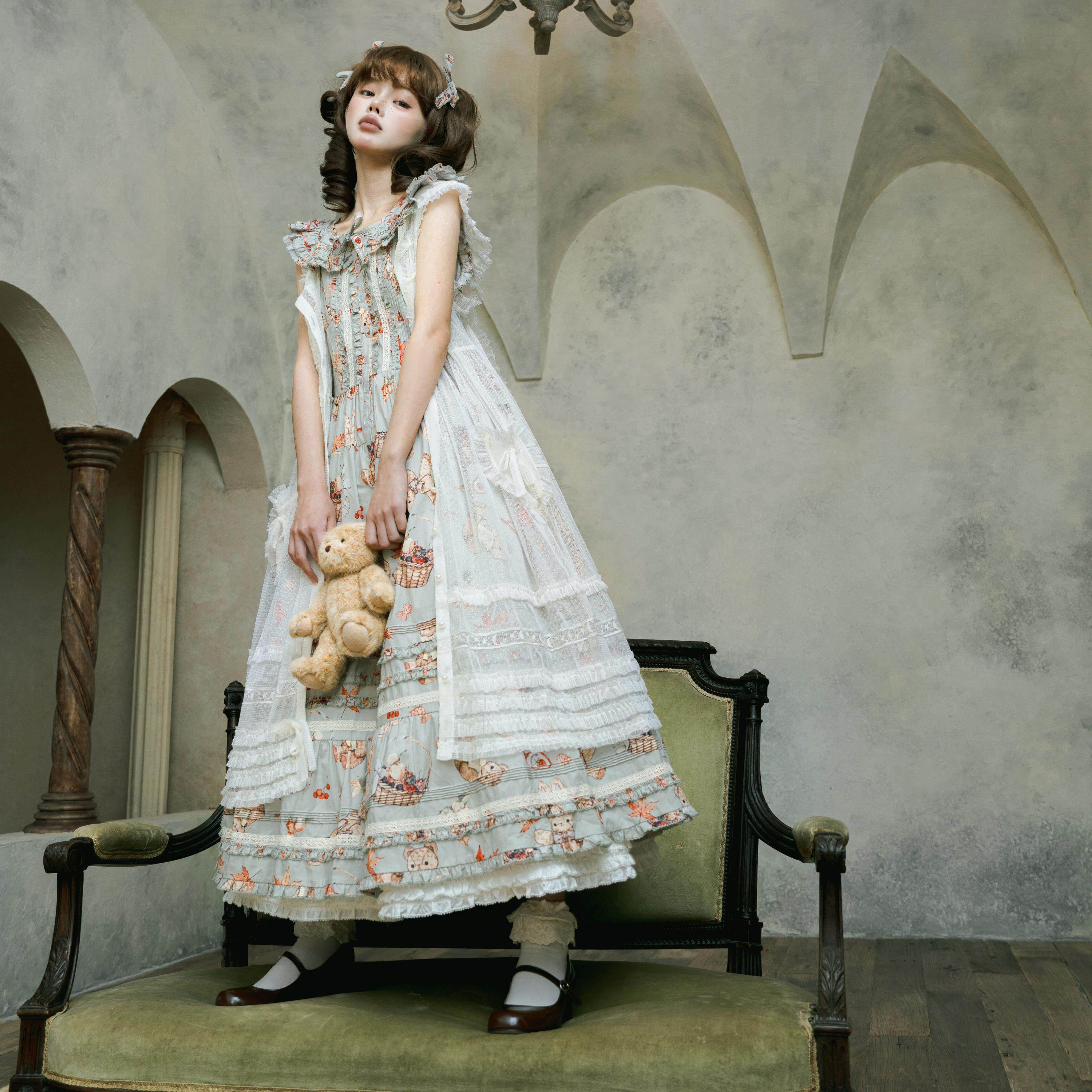 （罩裙尾款）织月兔兔罩裙点纱纯棉春日花语Lolita日常优雅洛丽塔,模玩/动漫/周边/娃圈三坑/桌游,lolita洛丽塔外套,淘宝优惠券,粉丝福利购,淘宝优惠卷