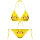 三点式 内衣黄色皮卡丘泳衣女温泉分体性感卡通系带挂脖三角比基尼