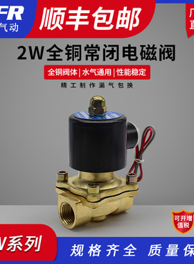 2W全铜常闭电磁阀水阀 油气阀 DC24V AC220V DN08 10 15 2W160-15