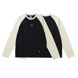 ACE浮生出品周年竹节复古插肩拼色长袖 单线工艺 日常通勤打底老式