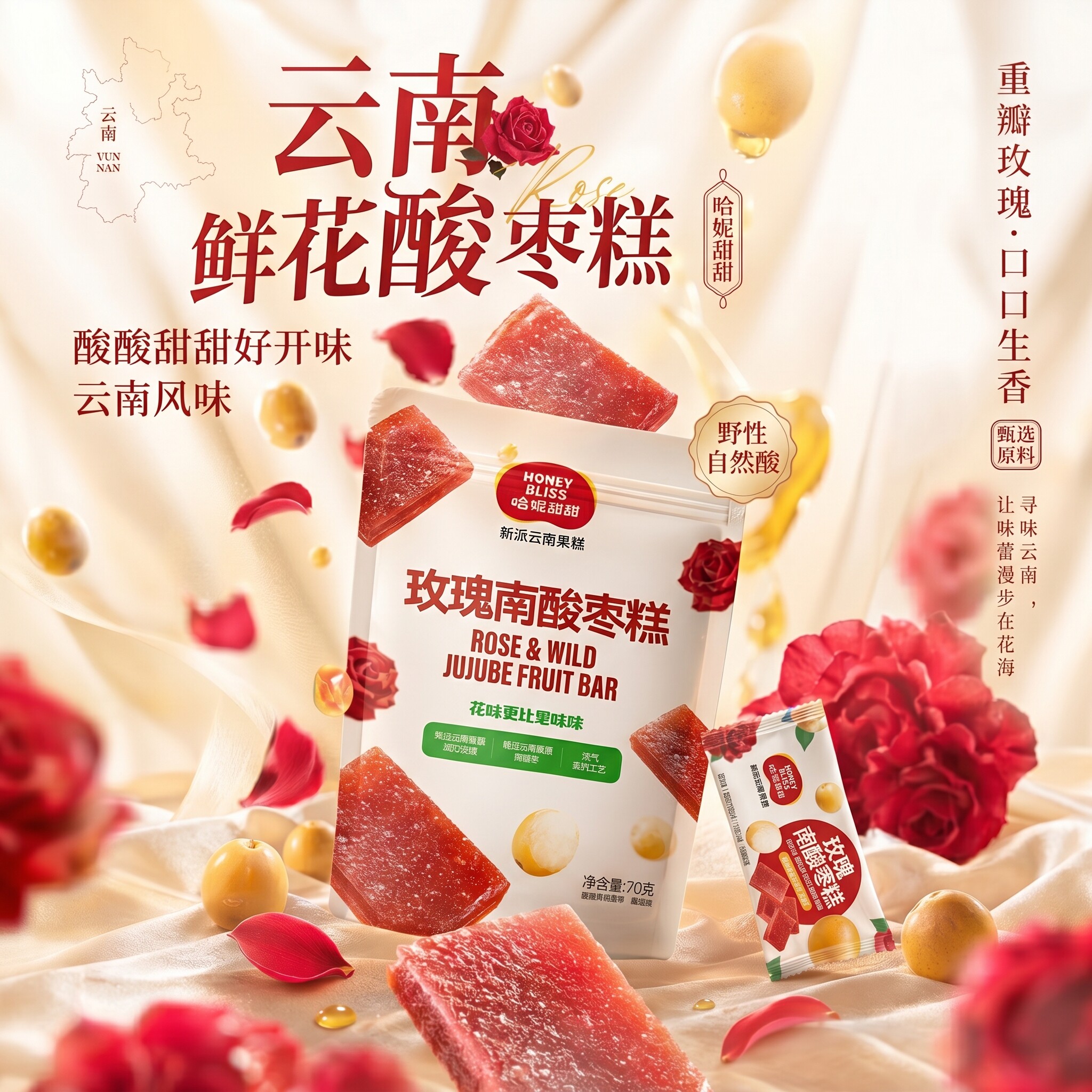 酸枣糕哈妮甜甜云南特产玫瑰南酸枣糕孕妇儿童小吃健康零食蜜饯