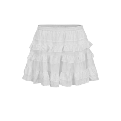 UR&DC2024夏季新款甜美减龄少女感花边超宽松短款半裙子白色短裙